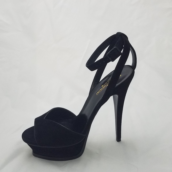 Saint Laurent Shoes - Saint laurent tribute lips sandals black suede 38